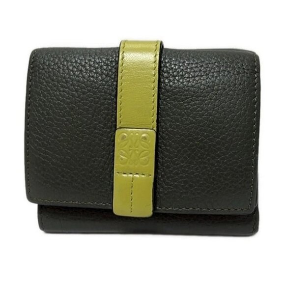 LOEWE Trifold Wallet - Khaki Yellow Green Soft Grain Calf
